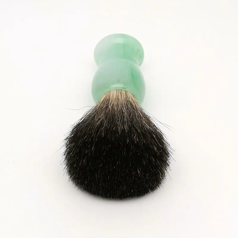 TEYO Emerald Green Pattern Resin Handle Black Badger Hair Shaving Brush