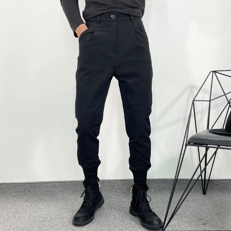 Owen Seak Men Casual Pencil Pants High Street Wear Men's Clothing England Sweatpants Preppy Autumn Winter Cross Black Pants