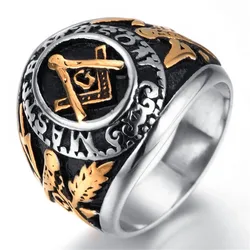 Master Mason Freemason Men's Silver color Gold color Free Mason Stainless Steel Masonic Ring