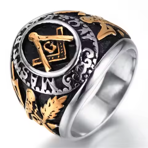 Master Mason Freemason Men's Silver color Gold color Free Mason Stainless Steel Masonic Ring