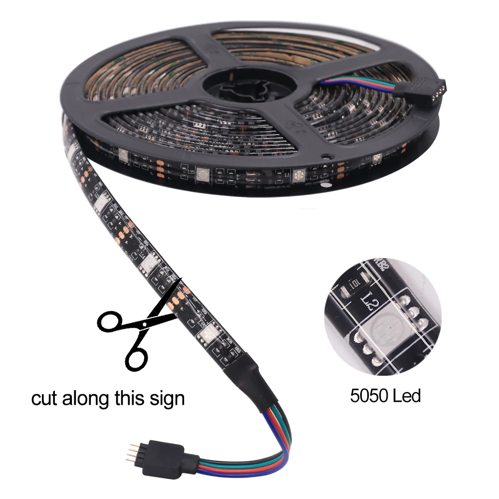 5V USB LED Strip Light RGB 5050 Battery Power Kit Waterproof LED Tape String Lighting For PC LCD TV Backlight Home Decoration