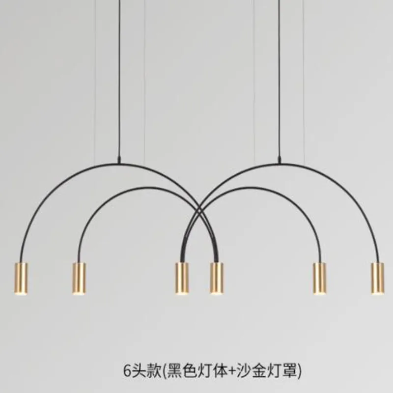 

Nordic Geometric Lines Arched Shape Pendant Light Black Gold Modern LED Hanging Lamp for Dining room Cloth Store Bar Lamp