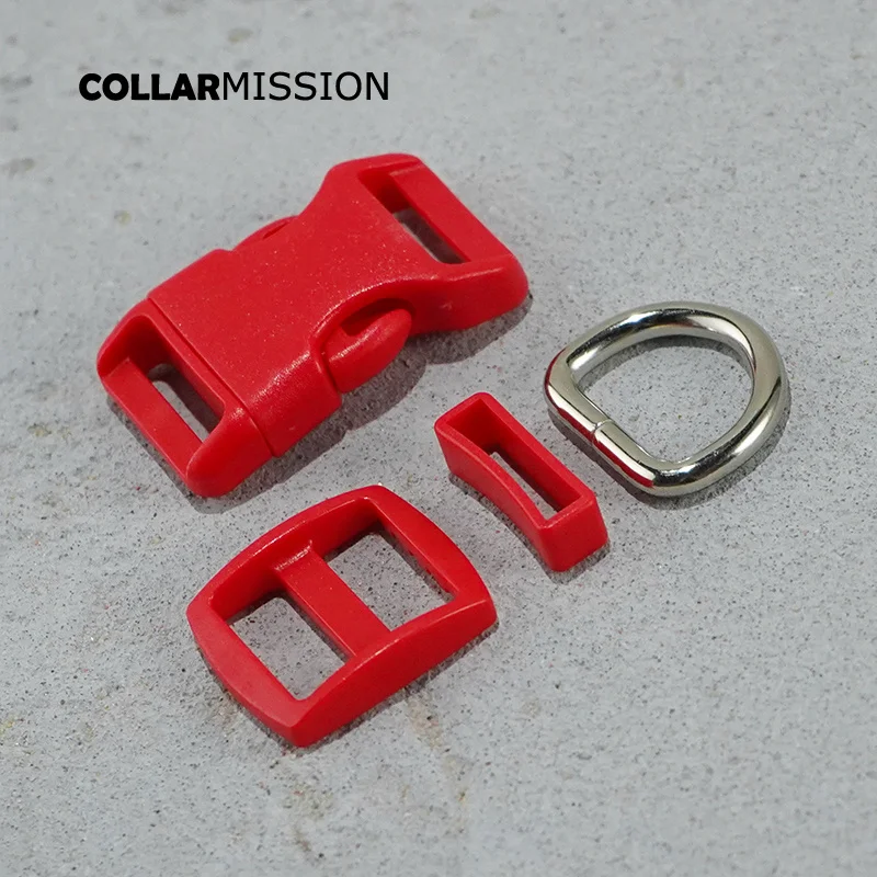 Retailing colorful (plastic buckle+Tri-Glid+square keeper+D ring) DIY dog collar 20mm red webbing sewing high quality accessory