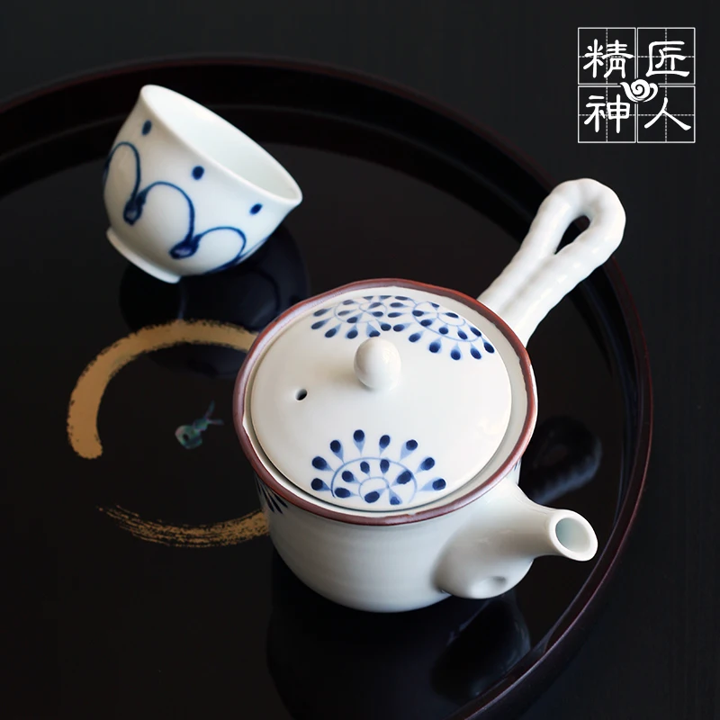 from Japan field burning hand-painted porcelain tang grass side lasts a horizontal hand ceramic teapot built-in filter