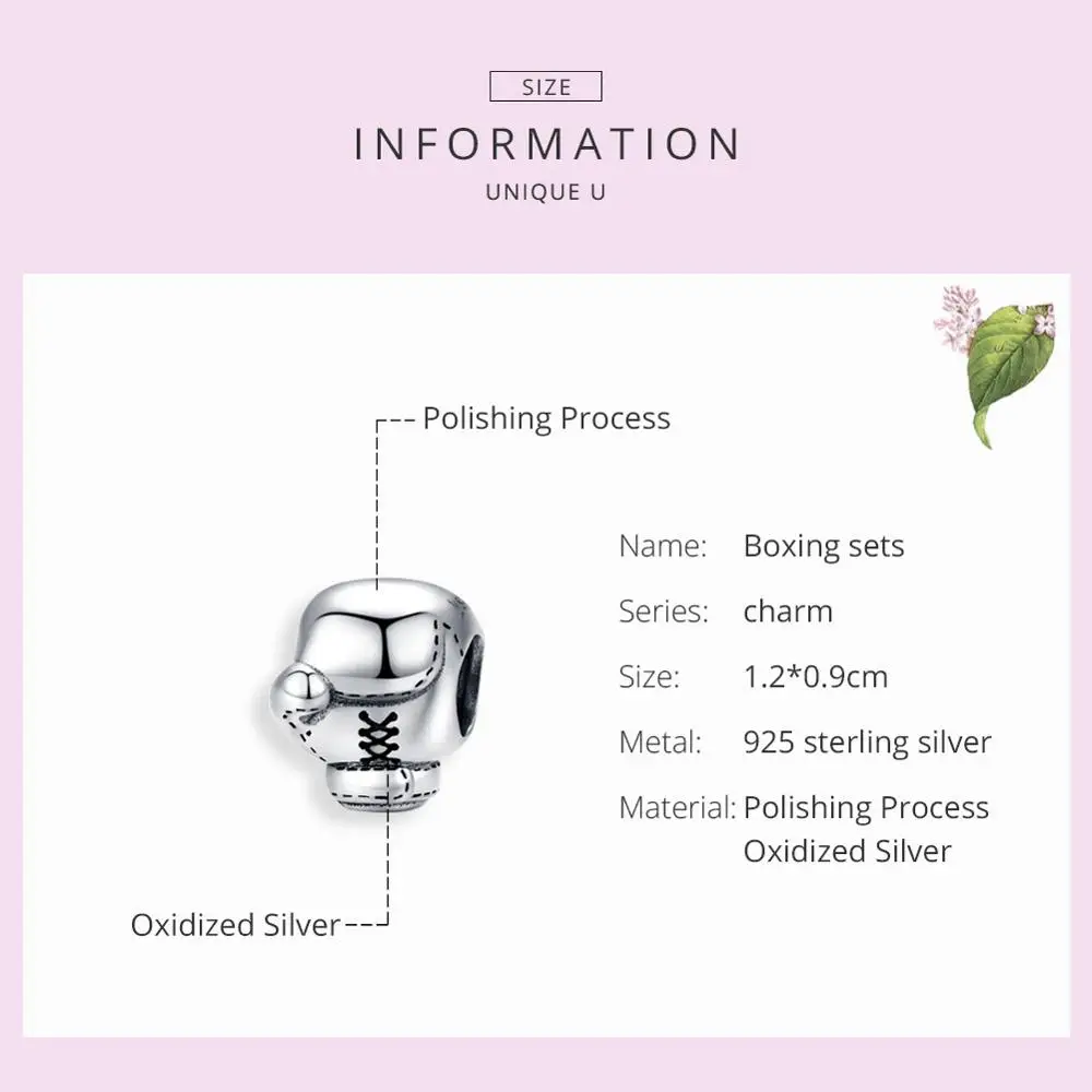 WOSTU-Cuentas de guantes de boxeo de Plata de Ley 925 auténtica, dijes compatibles con Pulsera Original, colgante para mujeres y hombres, joyería de moda, CQC1325