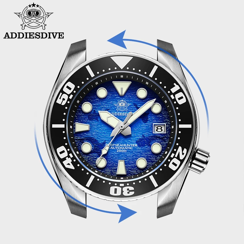 ADDIESDIVE Men\'s Watch AD2102 Sea Whale Dial Super Luminous Watch 200m Diving Stainless Steel NH35 Automatic Watches