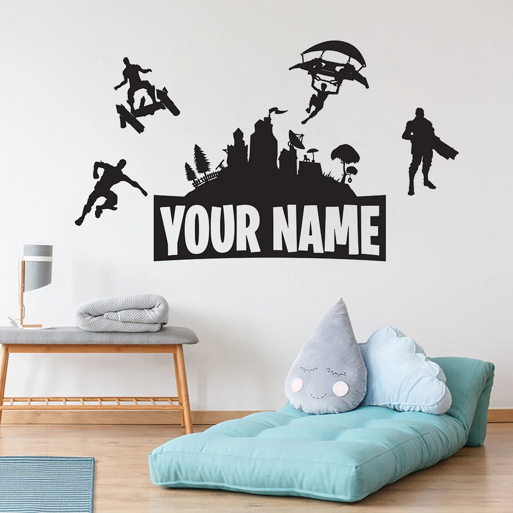 Customised Name Wall Sticker Vinyl Boys Gaming Room Kids Room Wall Decor Wall Decals for Gamer Room Decoration Accessories