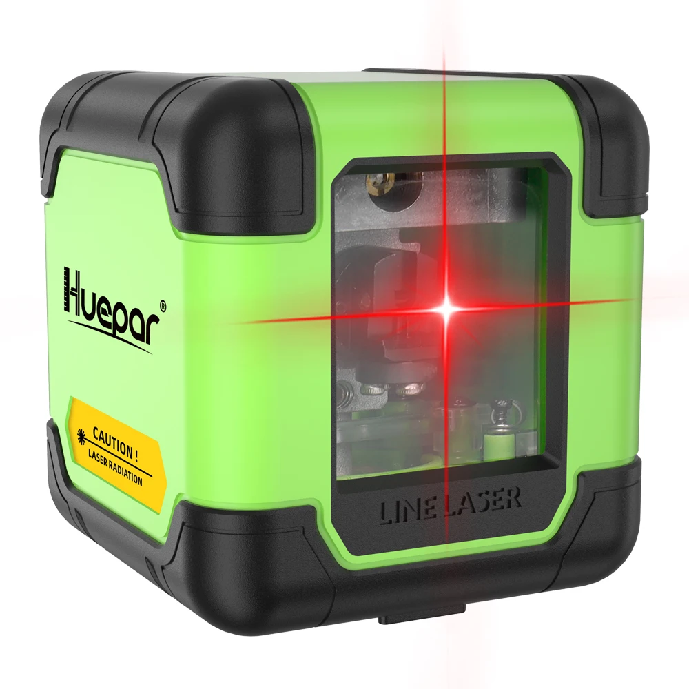 Huepar Green Red 2 Lines Laser Level Professional Cross Line Horizontal & Vertical Beam One-Buttom Laser Tool лазерный уровень