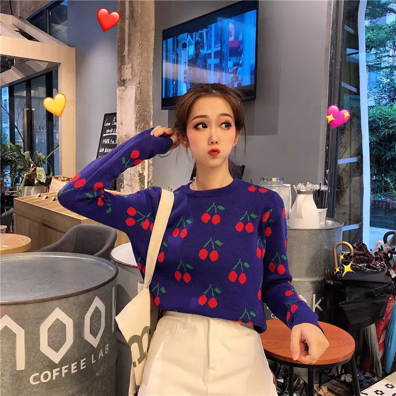 round Neck Sweater Pullover Loose Sweater Coat Women\'s Woman Sweaters Femme Chandails Pull Hiver