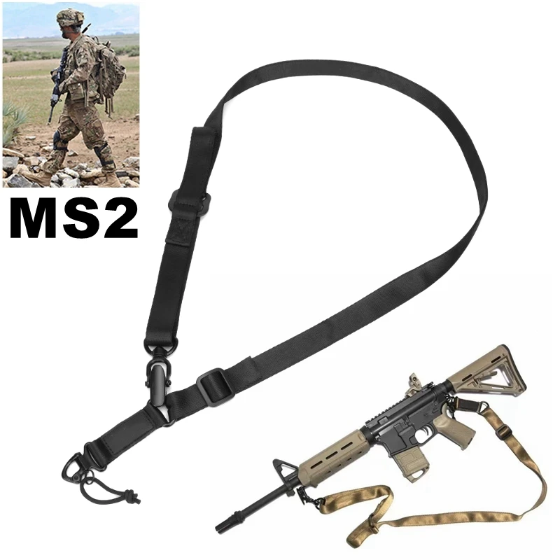 MS2 Tactical 2 Point Sling Rifle Shoulder Strap Belt Nylon Adjustable Paintball Airsoft Rifle Gun Safety Rope M4 Accessories