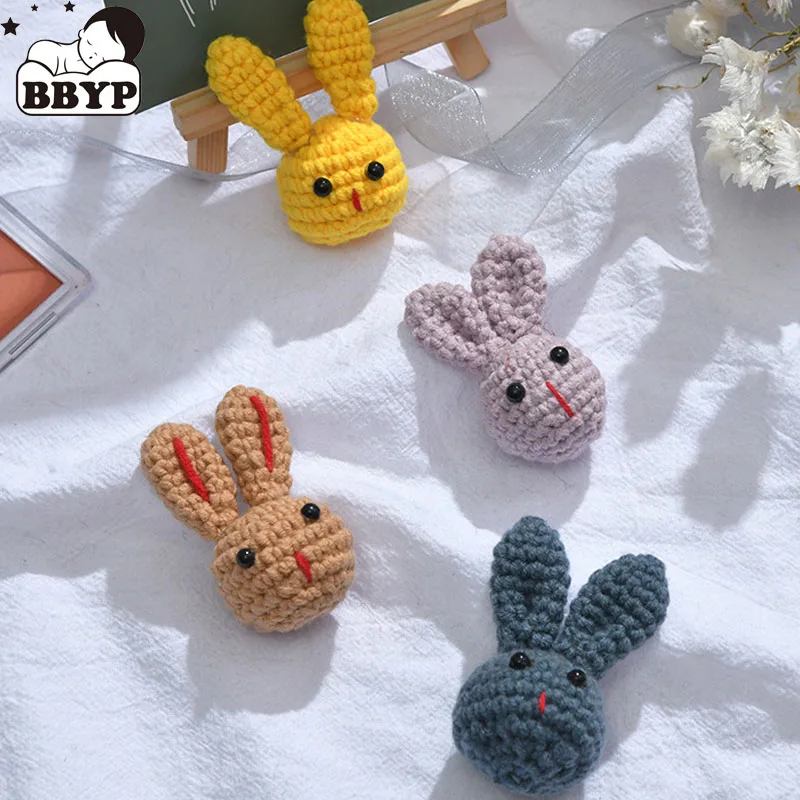 10Pcs Handmade Crochet DIY Pacifier Clip Chain Accessories Cute Bunny Dino Head Baby Teething Soother Decorations