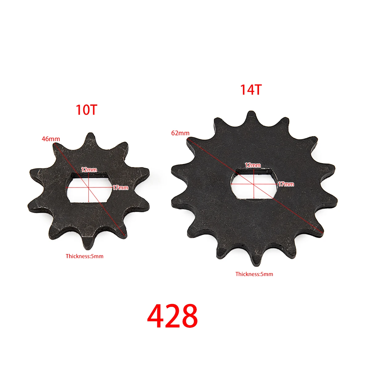 

428 Chain 10T 14T 10Tooth 14Tooth Sprocket Motor Engine Pinion Gear For MY1020 Electric Scoote