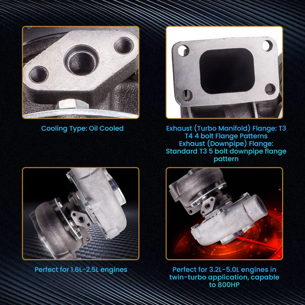 T04E T3/T4.57 A/R Turbo/Turbocharger Compressor 400+HP BOOST STAGE III 4 parafusos