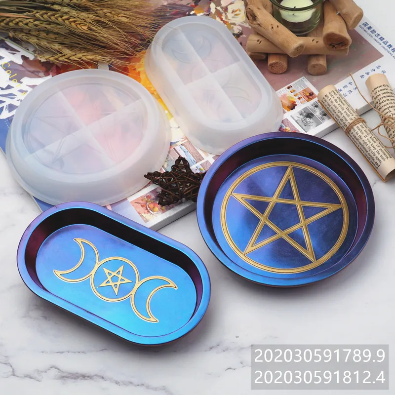 

DIY Resin Mirror Moon Star Plate Mold Silicone Oval Disc Coaster Mold Table Home Decoration Epoxy Resin Casting Molds Art Craft