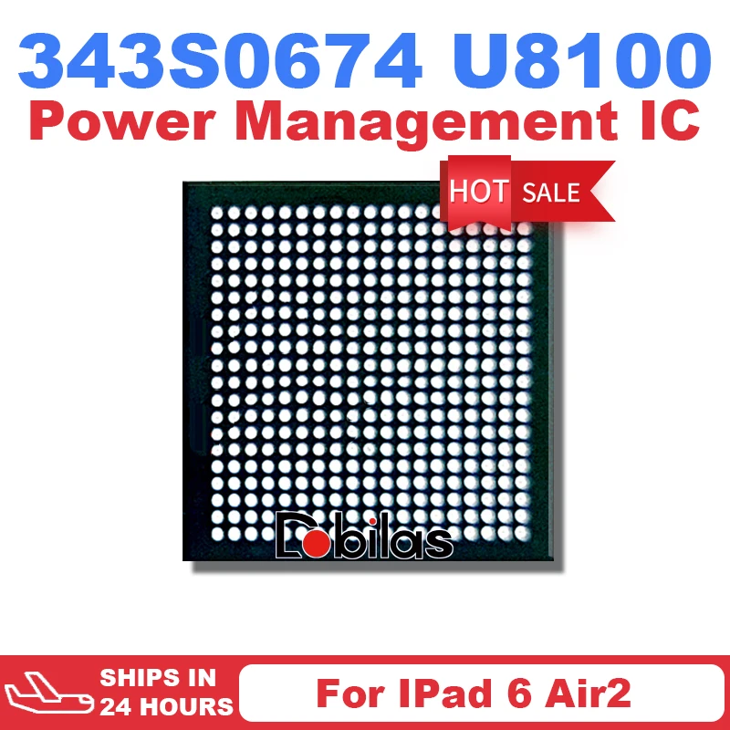 1Pcs343S0674 U8100 For IPad 6 Air2 Main Power Management Supply IC 343S0674-A0 PMIC BGA Integrated Circuits Chip Chipset