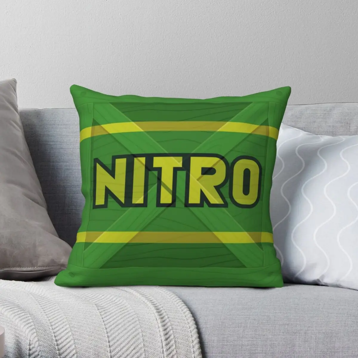 Nitro Crate Square Pillowcase Polyester Linen Velvet Creative Zip Decorative Pillow Case Room Cushion Cover