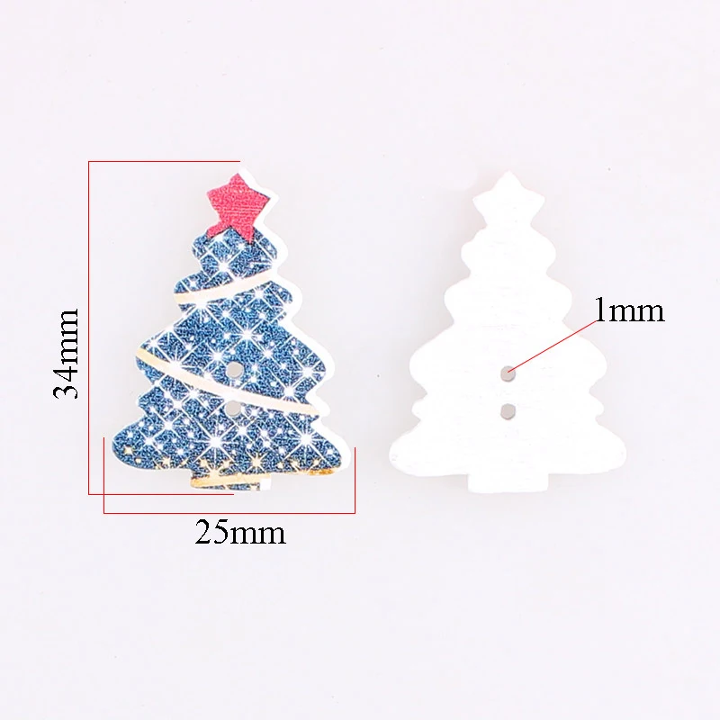 Christmas Tree 2Hole Wooden Buttons Mixed DIY Decor Child Clothing Sewing Buttons Crafts Scrapbooking Accessories Decorativos E