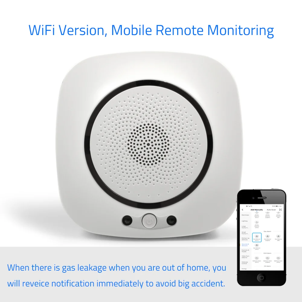 Tuya Smart Home Security WiFi Natural Propane LPG Methane CH4 Cylinder Gas Leak Detector for Kitchen Use APP Remote Monitoring