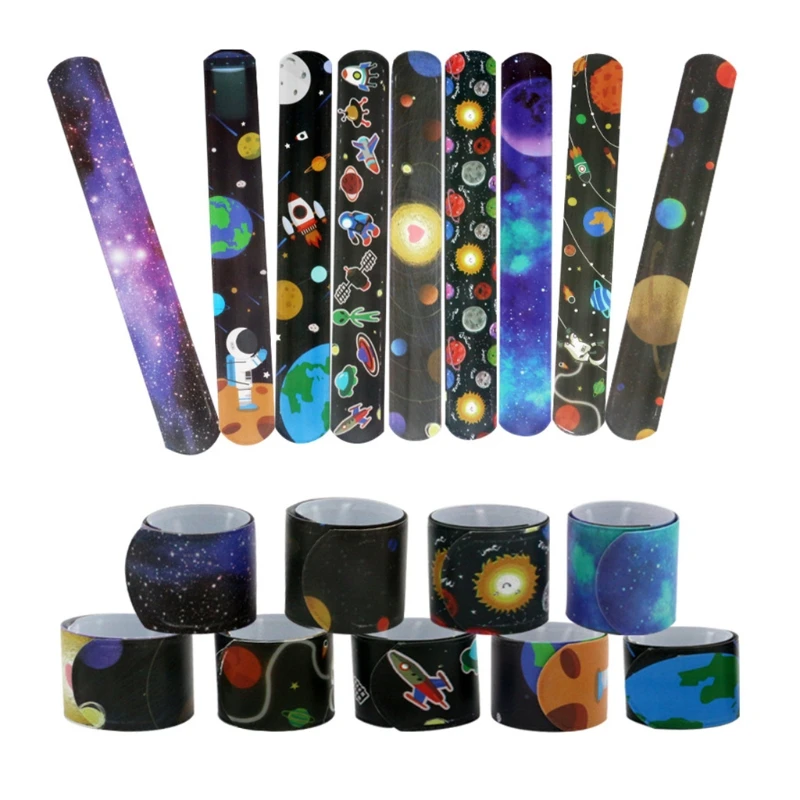 

Space Slap Bracelets Classroom Prizes Exchanging Gifts for Children Teenagers Snap Bands Party Decorations Favors Novelty Gadget