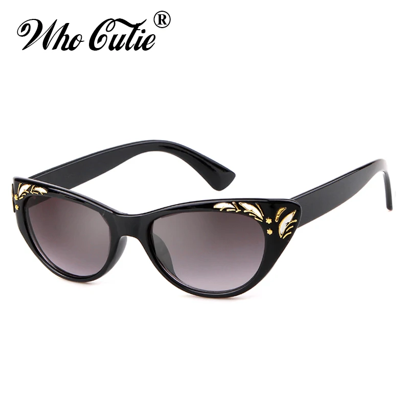 WHO CUTIE 2025 Black Cat Eye Sunglasses Women Brand Designer High Quality Retro Vintage Cateye Frame Sun Glasses Shades OM693