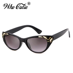 WHO CUTIE 2025 Black Cat Eye Sunglasses Women Brand Designer High Quality Retro Vintage Cateye Frame Sun Glasses Shades OM693