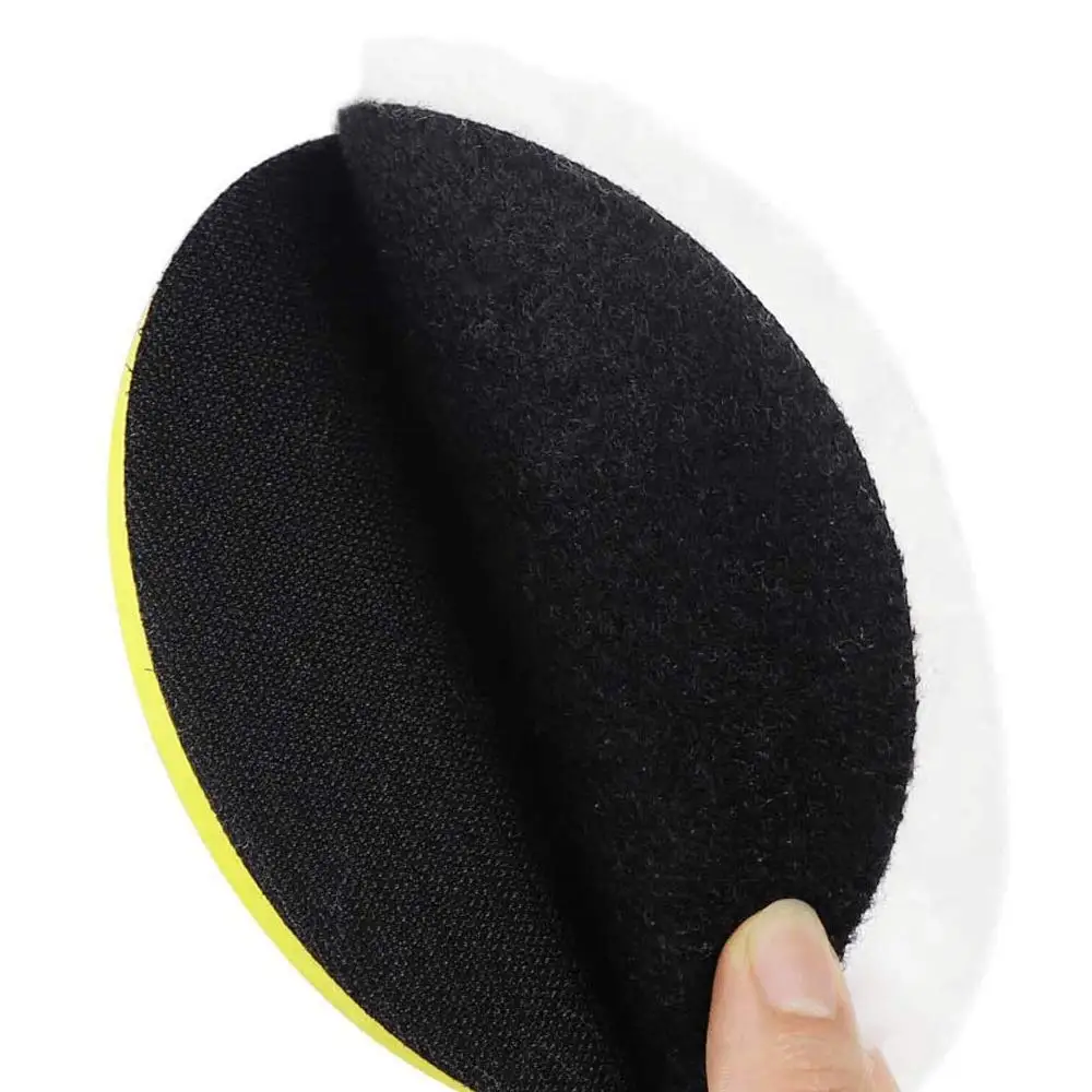 Juego de almohadillas de pulido de 4 pulgadas para pulidor de coche, herramientas de encerado de hilo M10, bucle de lana de piel de cordero 100%, con placa de respaldo