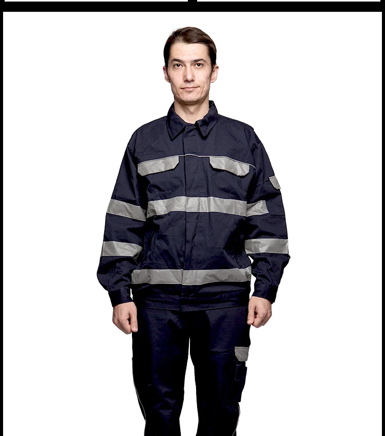 100% Cotton men overalls wear Resistant jumpsuit workshop Outdoor reflective stripe Wear-resistant mechanical repairmen rescuer