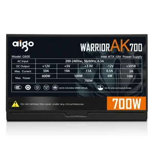 Aigo-AK PC power supply, black games, desktop computer, silent, 120mm, RGB Fan, 24pin, 12V, ATX, BTC, 700W 8 Main Sales PC Source - №8