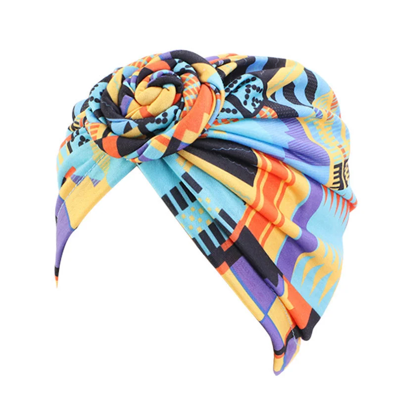 Afrikanische Druck Turban Hut für Frauen Scrunchies Knoten Headwrap Stretch Bandanas Party Headwear Damen Kopftuch Haar Zubehör – Detail 12