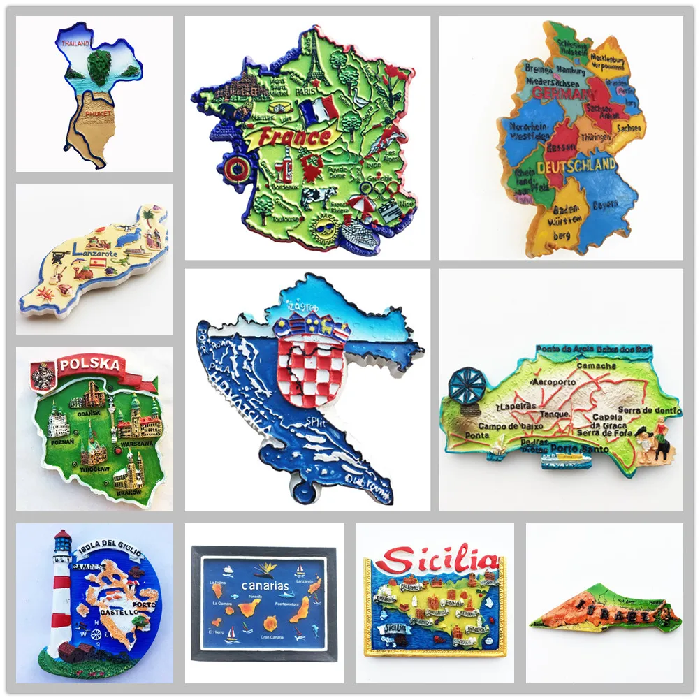 Europe Germany France Portugal Etc. Map Fridge Magnets Tourist Souvenir Handicraft Magnetic Refrigerator Collection Gifts