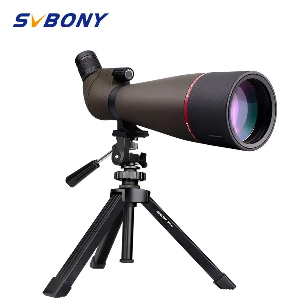 

Svbony Spotting Scope 20-60X80 Zoom Refractor Telescope Multi-Coated Silver Prism Outdoor Waterproof Optics with Tripod SV13