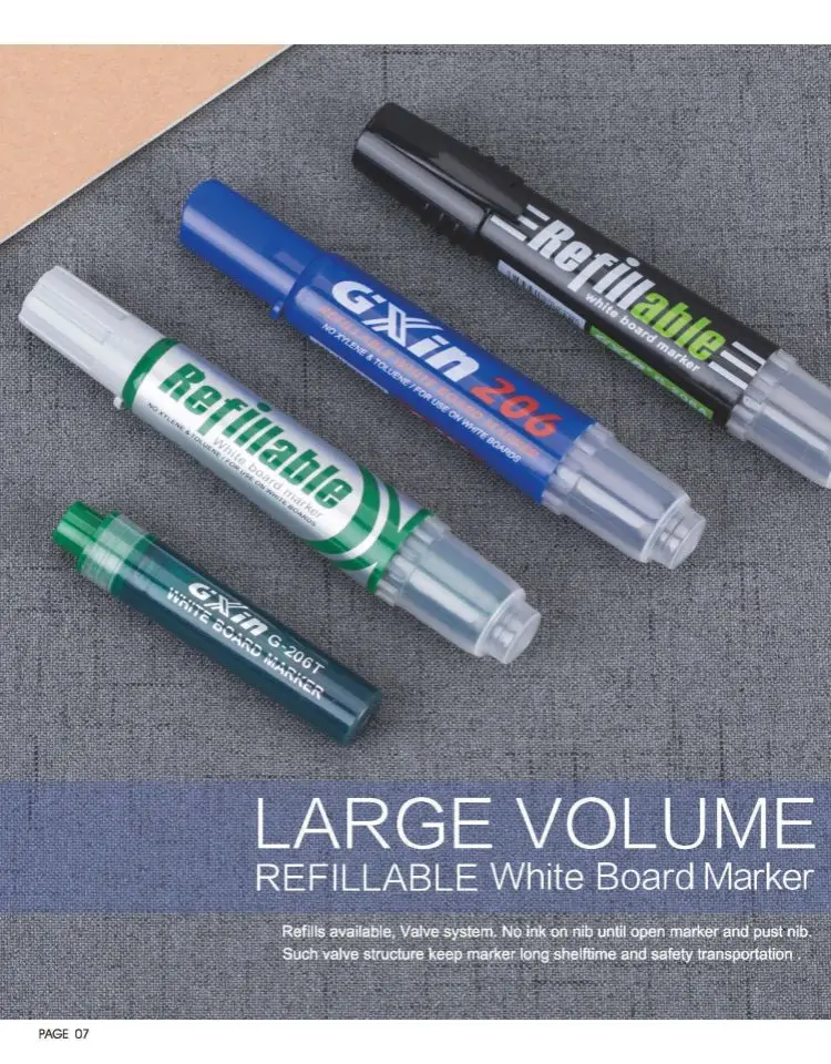 GXIN G206D 10Pcs Erasable Whiteboard Refilled Pens Dry Eraser Marker For Offices Stationery Meeting School Use for Classroom