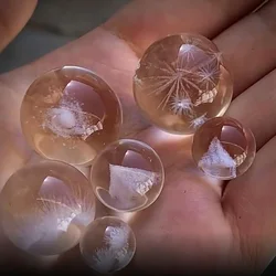 20mm Inner Carving 3D Snow Mountain Dandelion Galaxy Crystal Ball Art Clear K9 Glass Bead Figurine