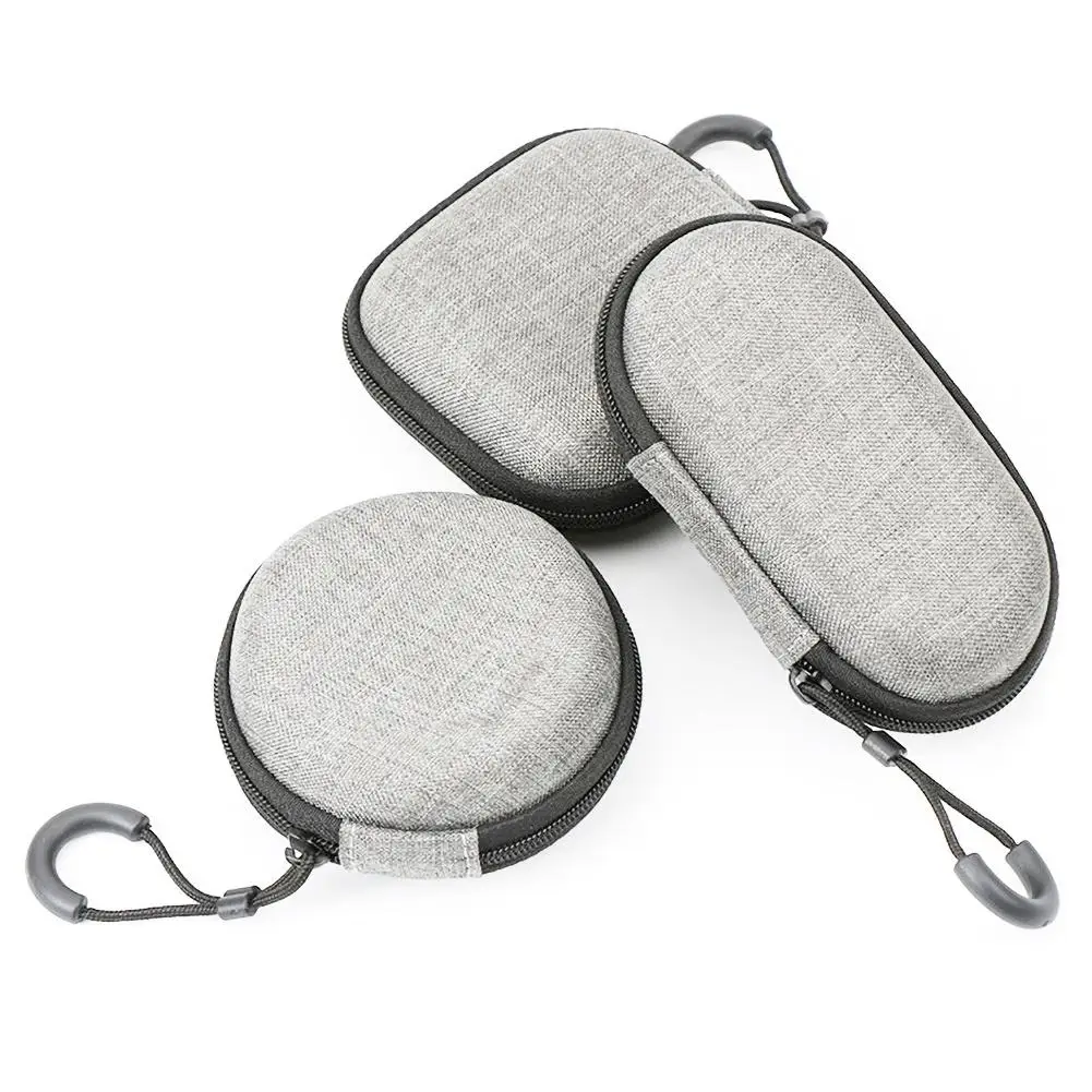 2Pcs Portable Mini Headphone Case Bag Round Square Oval Shape Wireless Earphone Bag Zipper Storage Pouch Usb Cable Organizer