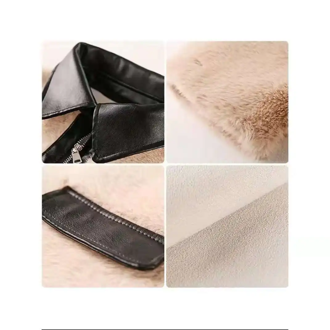 2023 Winter New Coat PU Leather Stitching Imitation Mink Velvet Waist Waist Women's Short Fur All-in-one Fur Top