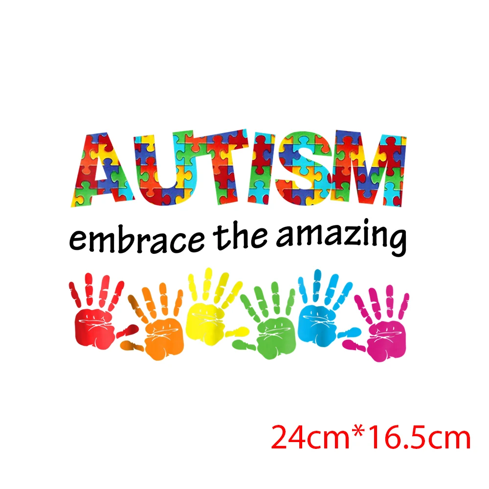 Autism Funny Graphic Iron On Transfer Sticker For Cloth Heat Tranfer Appliques For Clothing Parches Termoadhesivos Para Ropa