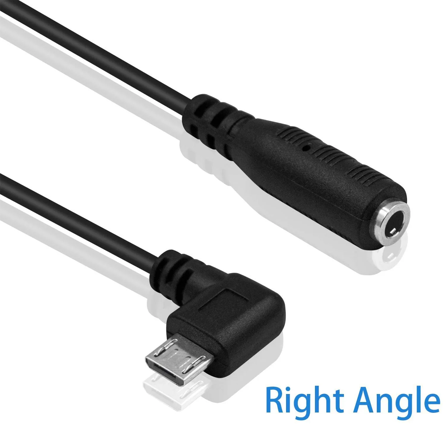 Micro USB Male Right Angled to 4 Pole 3.5mm Female Adapter Cable Cord For Mic Microphone Converter -15cm/5.9 Inch