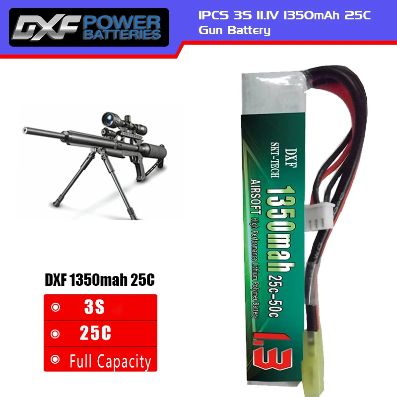 DXF New Arrived Airsoft Gun Battery 11.1V 1350mAh 25C Max 50C  3S For Mini Airsoft gun RC Model Helicopter Quadcopter