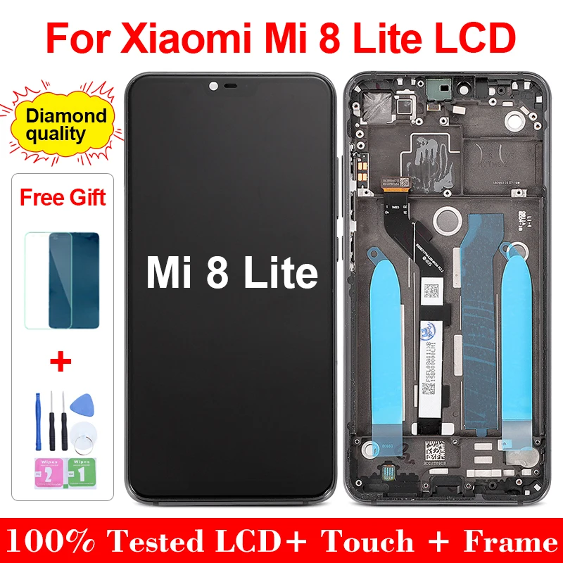 LCD Touch Screen Digitizer Assembly, Peças De Reposição De Tela, Xiaomi Mi 8 Lite, M1808D2TG, 6.26"