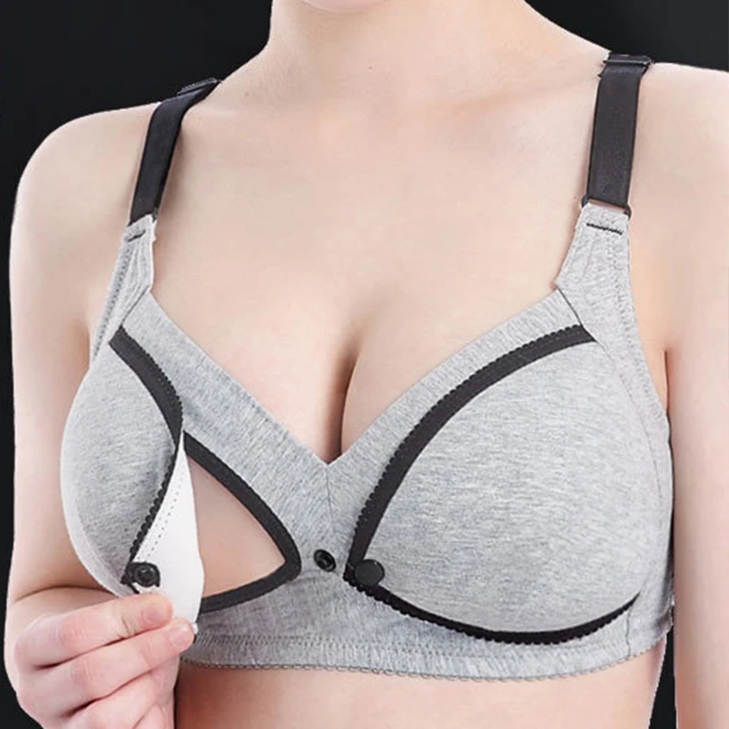 Sujetador de lactancia materna con hebilla frontal abierta, Bralette sin aros con relleno ligero, ropa interior de realce para dormir