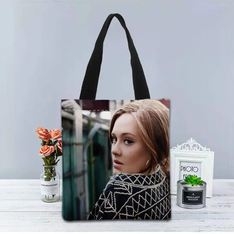 Nuevo bolso personalizado con estampado Adele Adkins, bolsos de mano de lona, bolso de compras de viaje, bolso de hombro útil informal, bolso de mujer