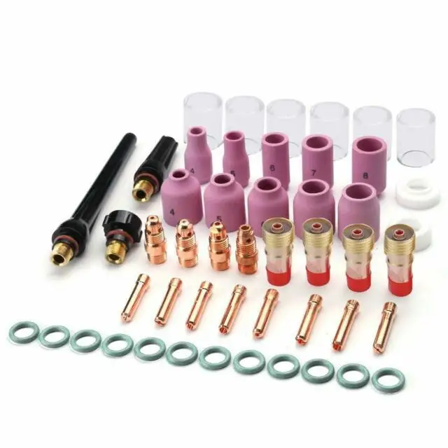 49PCS TIG Welding Torch Kit Gas Lens For WP-17/18/26 TIG 10 Glass Cup Durable Practical Welder Accessories