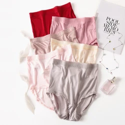Women Panties Natural silk high waist Briefs big plus size woman panties Underwear women transparent seamless panty