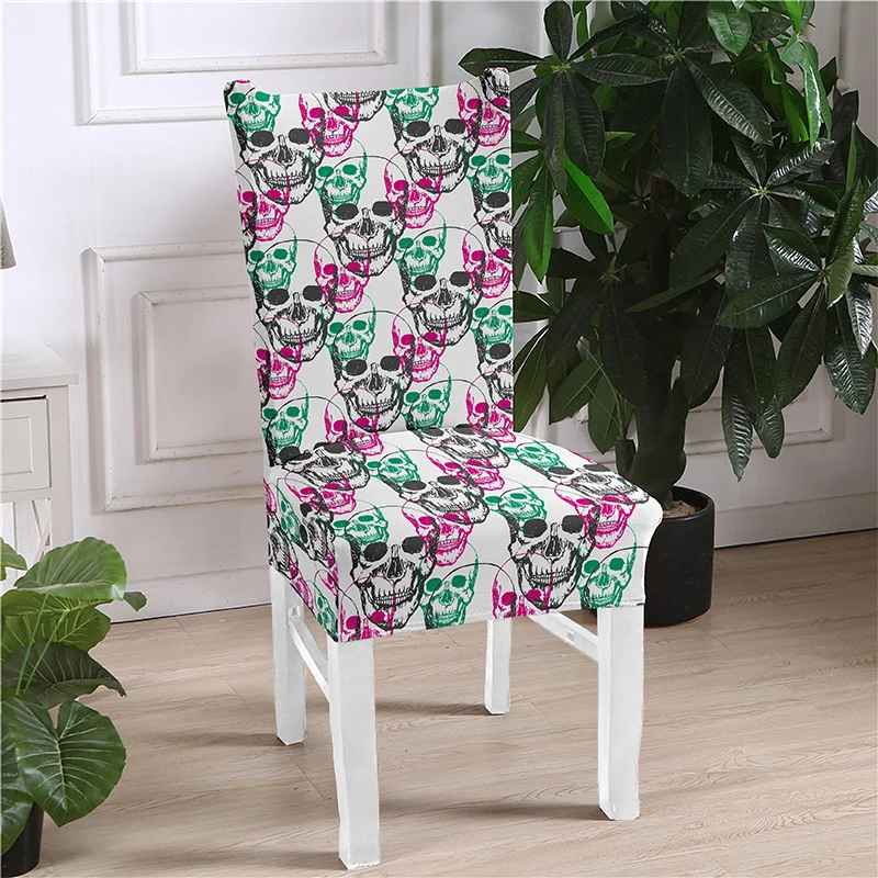 Skull Printing Spandex Stretch Chair Cover Removable Anti-dirty Chairs Covers For Hotel Kitchen Dining Room