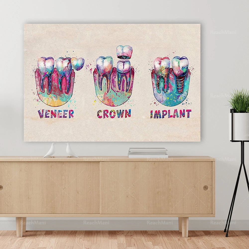 Dentist colorful teeth poster, funny dentist dental hygienist poster, dentist lover, dental life, dentist wall art decoration