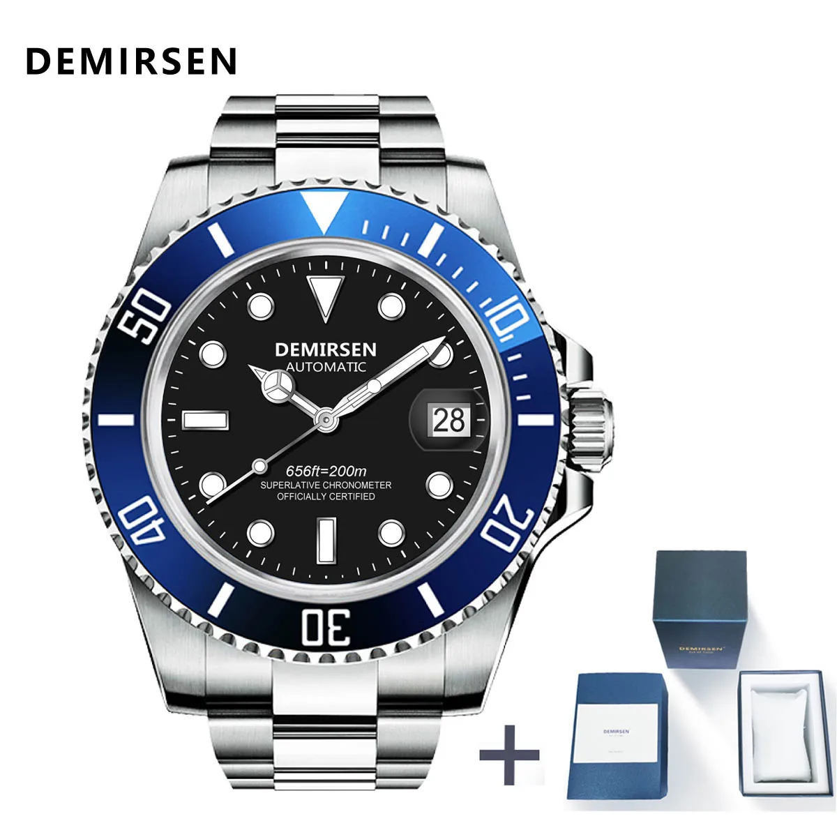 Demirsen Luxury Brand Seagull Movement Automatic Watch Business Stainless Steel Waterproof Sapphire Luminous Men Wristwatch