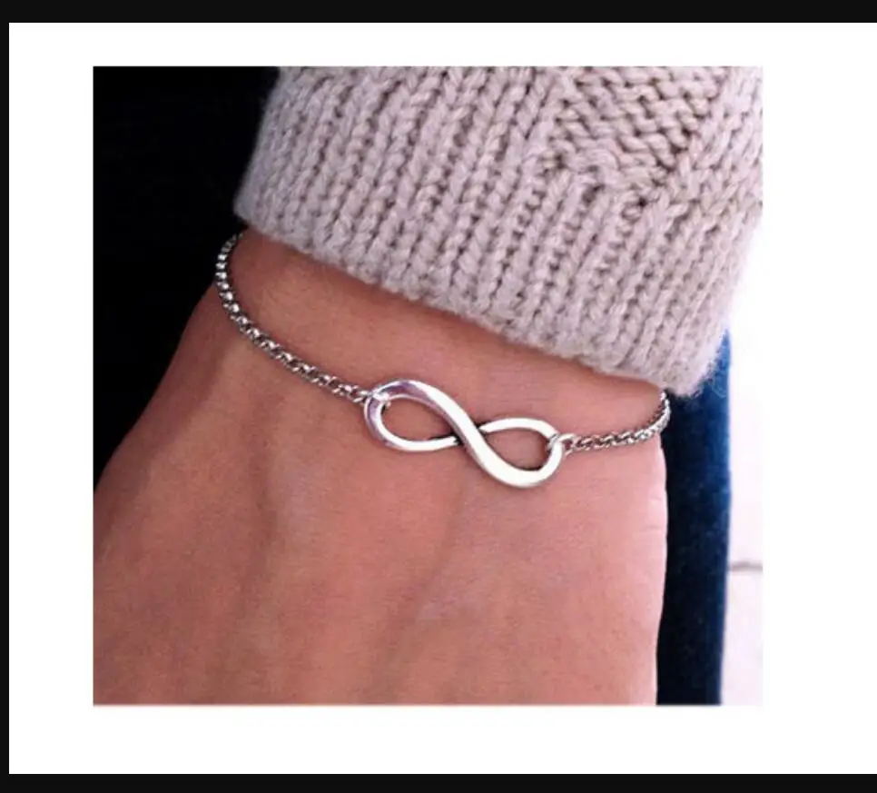 المرأة محظوظ 8 والقلب إنفينيتي سحر أساور هدية الرقيق سوار اليد مجوهرات S2048 #5