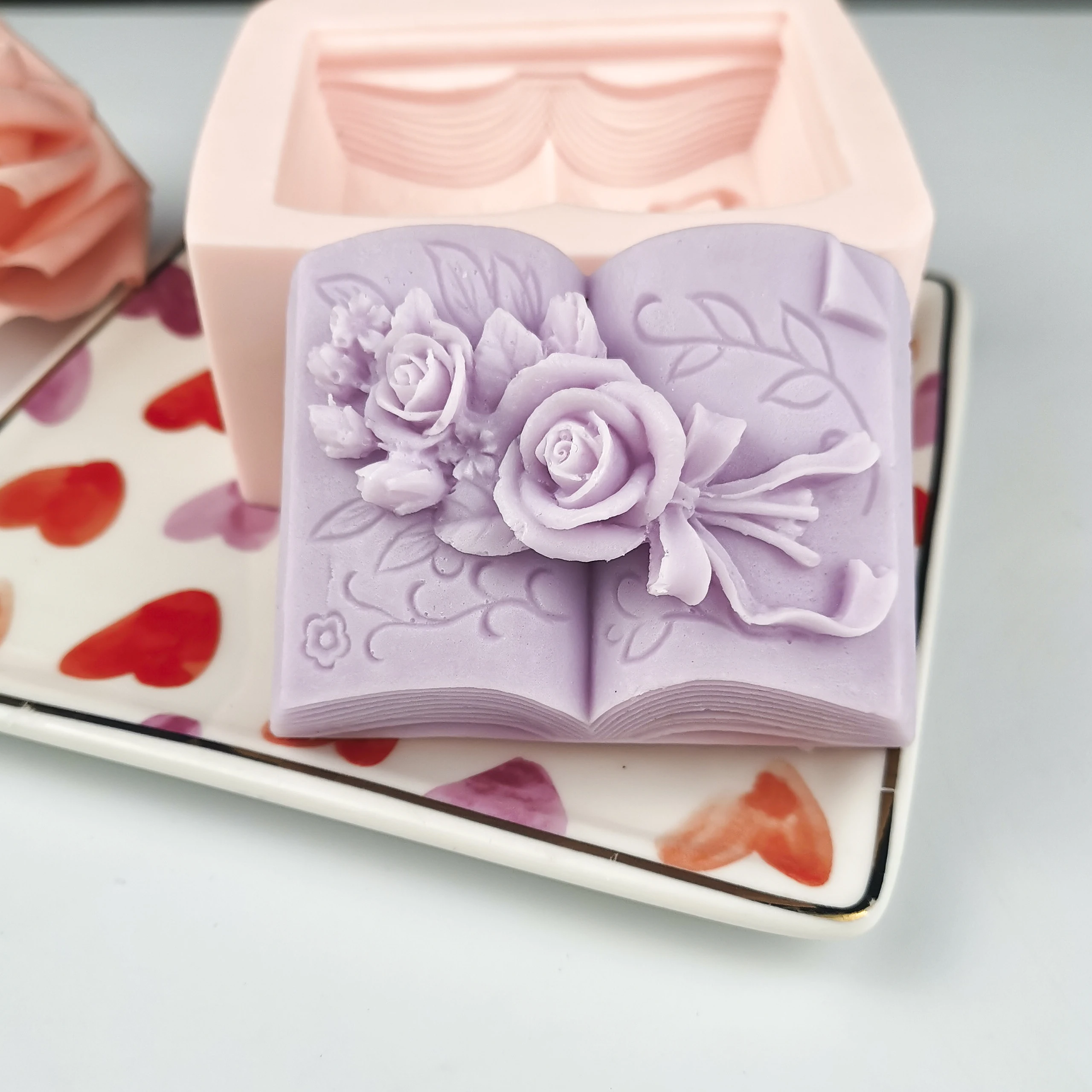 PRZY Soap Molds Fondant Soap Mould Silicone The Book Of Flowers And Roses Molds Handmade Mold Clay Resin Candle Mould