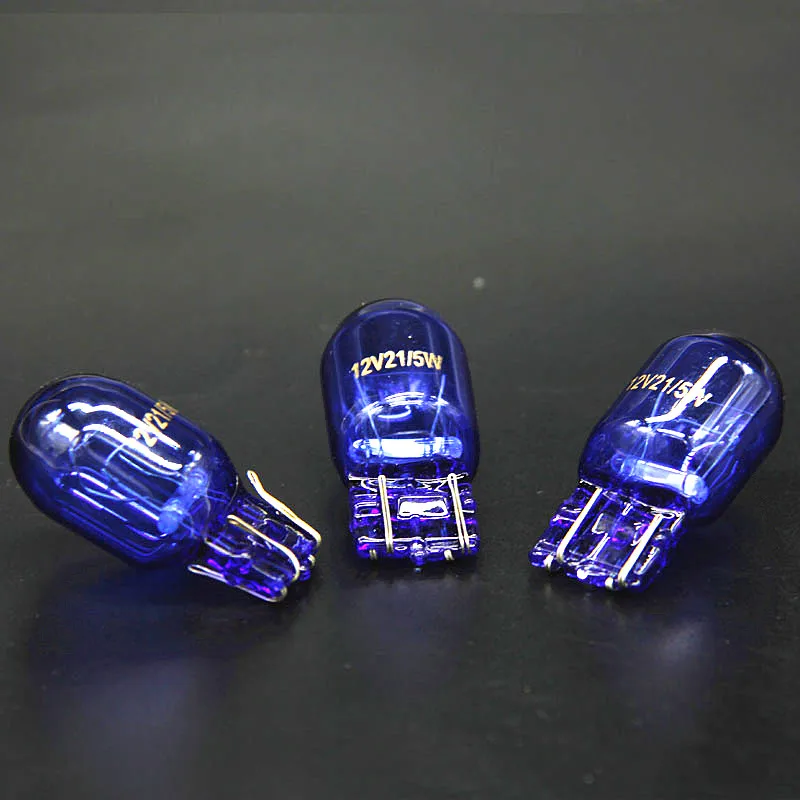 10Pcs 7443 W21/5W T20 Natural Blue Glass 12V 21/5W W3x16q Double Filament Super White Car Bulb