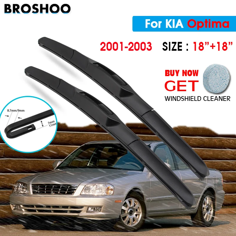 

Car Wiper Blade For KIA Optima 18"+18" 2001-2003 Atuo Windscreen Windshield Wipers Blades Window Wash Fit U Hook Arms